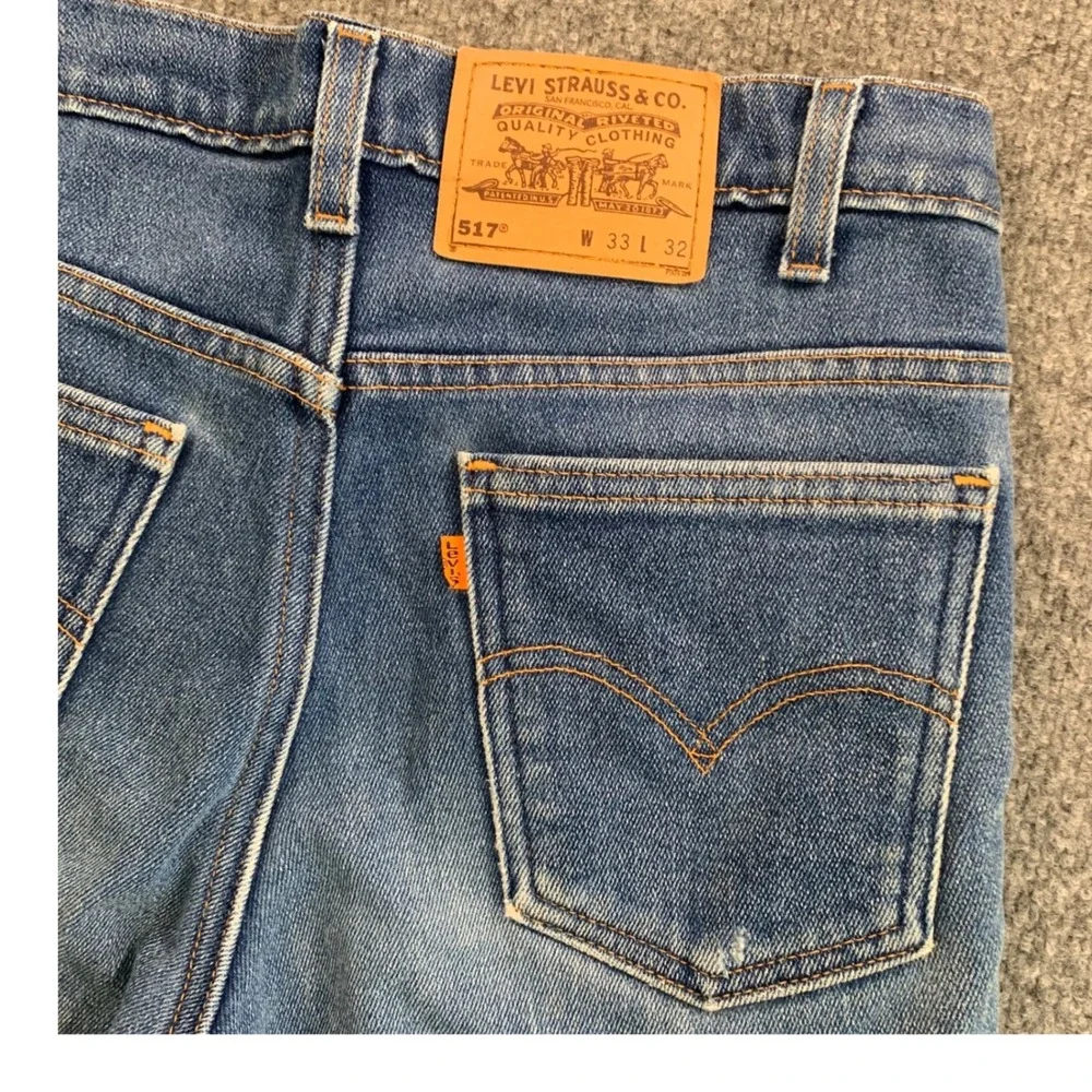 Vintage Levis 517 Orange Tab Bootcut Jeans Mens 33x32‎ Blue Made in USA 80s